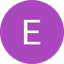 White capital letter E centered on a solid purple circle with a black background.